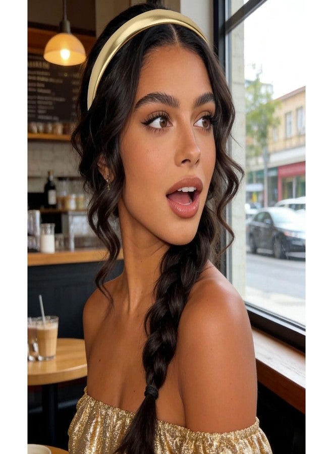 أماريفير أطواق شعر ذهبية من أماريفير للنساء، أطواق شعر لامعة، أطواق شعر سادة يمكنك صنعها بنفسك، إكسسوارات شعر ذهبية أنيقة للنساء والفتيات - Image 5